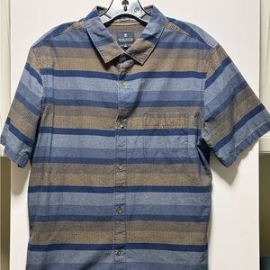 Blue and Brown Striped Casual Button Down Shirt